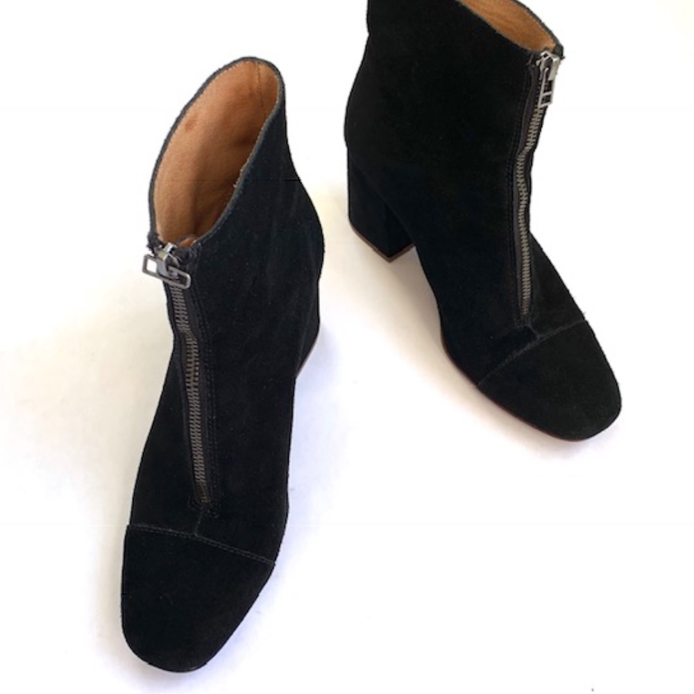 Madewell Black Seude Block Heel Booties